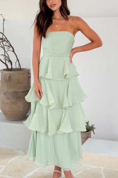 Strapless Sweet Chiffon Tiered Dress