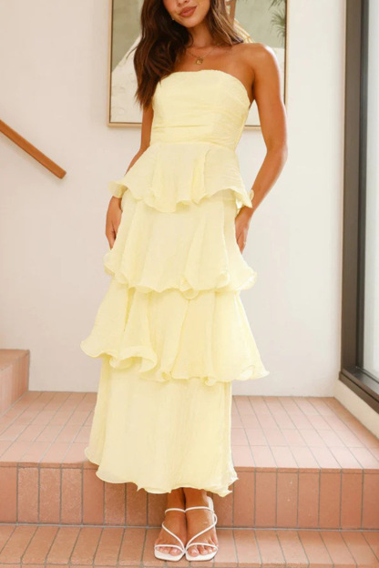 Strapless Sweet Chiffon Tiered Dress