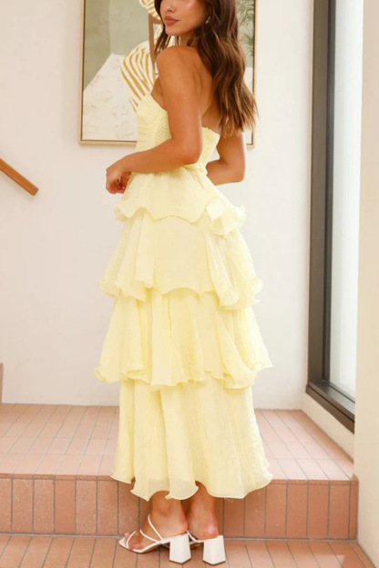 Strapless Sweet Chiffon Tiered Dress