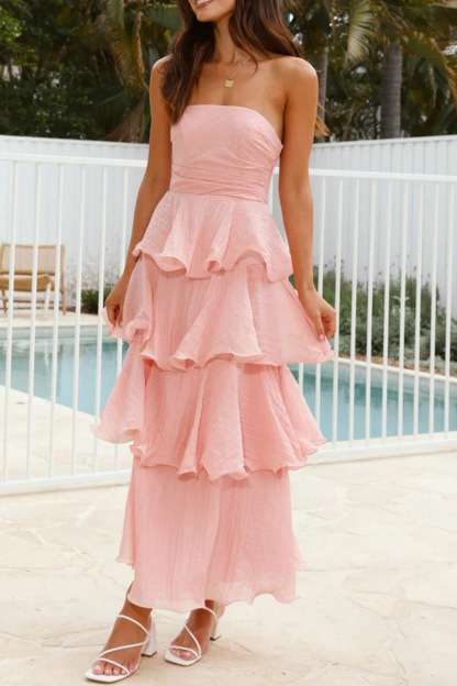 Strapless Sweet Chiffon Tiered Dress