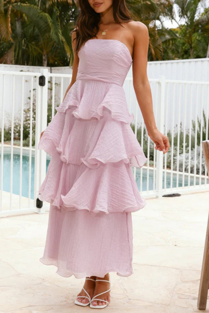 Strapless Sweet Chiffon Tiered Dress