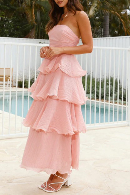 Strapless Sweet Chiffon Tiered Dress
