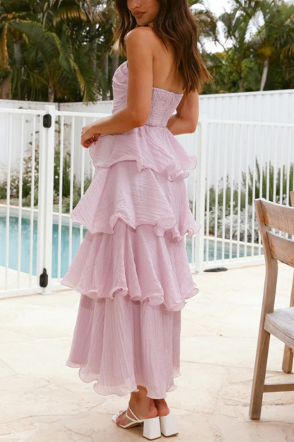 Strapless Sweet Chiffon Tiered Dress