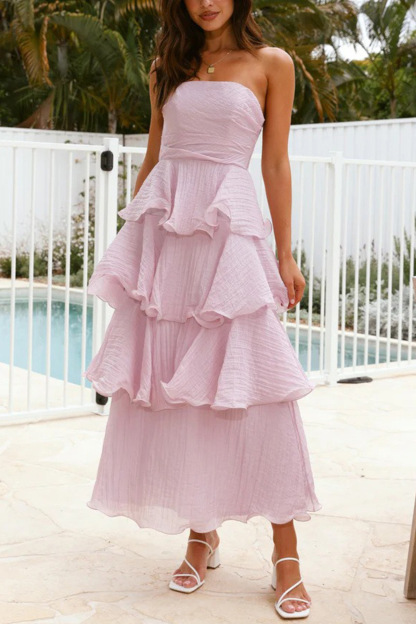 Strapless Sweet Chiffon Tiered Dress