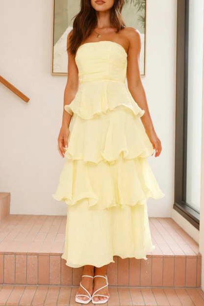 Strapless Sweet Chiffon Tiered Dress