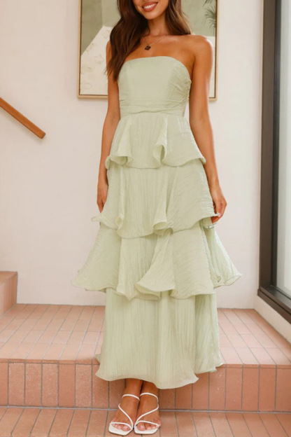Strapless Sweet Chiffon Tiered Dress