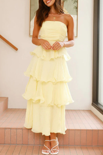 Strapless Sweet Chiffon Tiered Dress