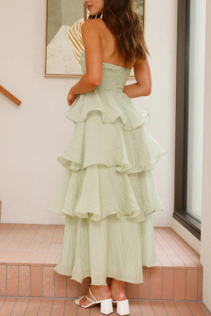Strapless Sweet Chiffon Tiered Dress
