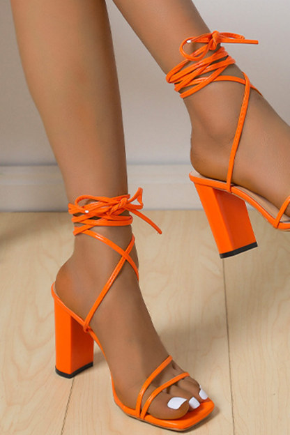 Strappy Chunky High Heels