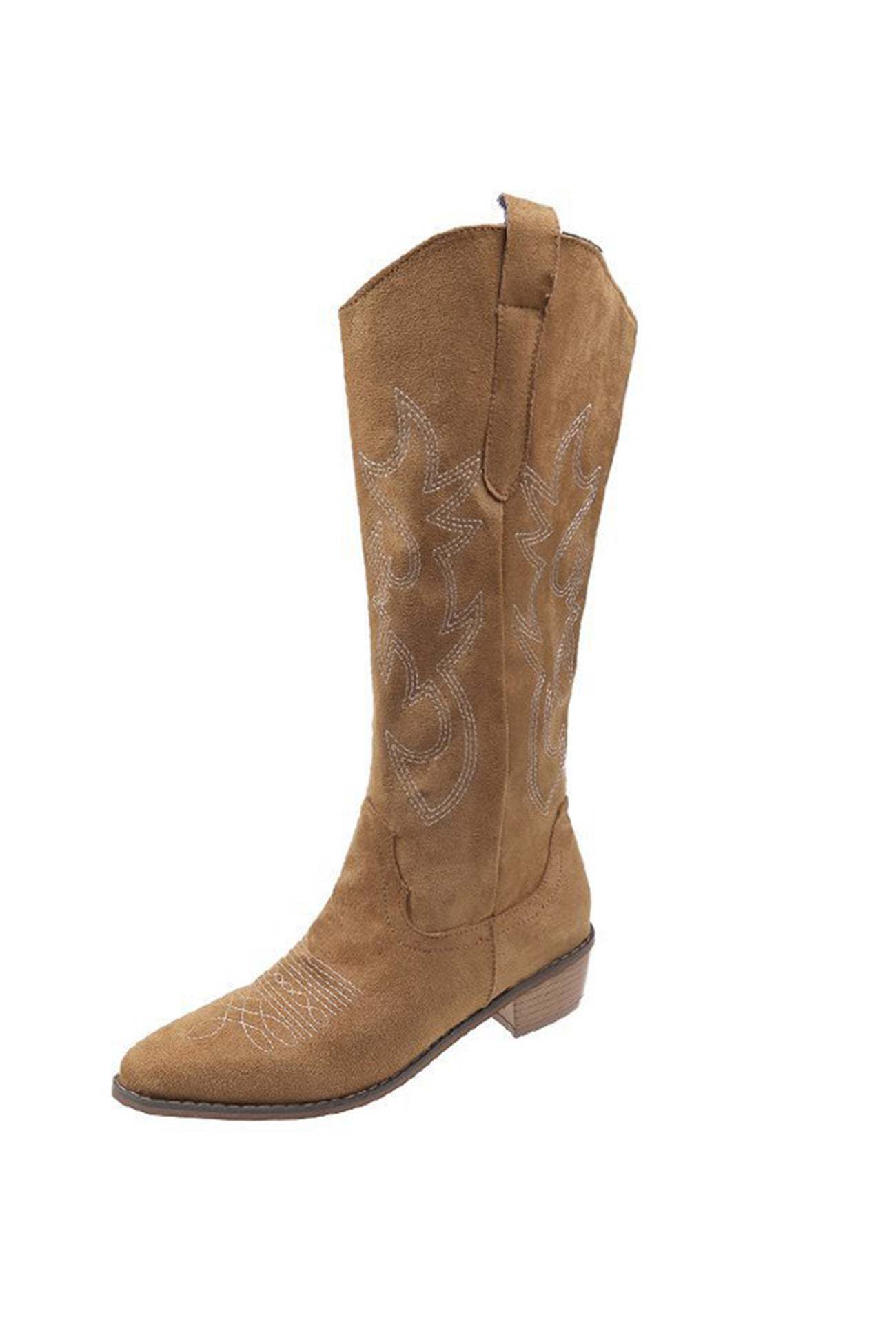 Suede Embroidered Thick Heel Cowgirl Western Boots