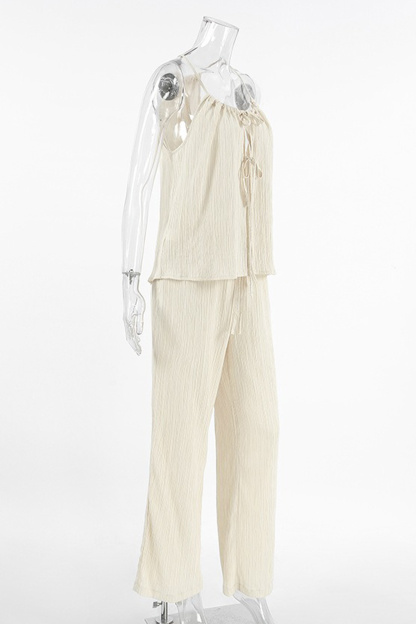Tie-up Vest Long Pants Set