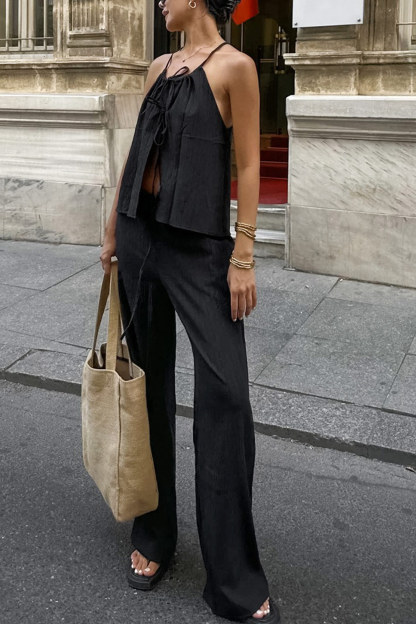 Tie-up Vest Long Pants Set
