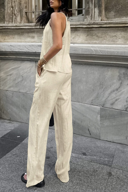 Tie-up Vest Long Pants Set
