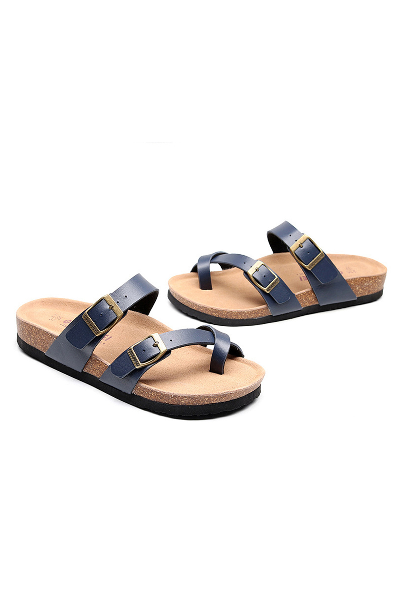 Toe Ring Criss Cross Buckles Thong Sandals