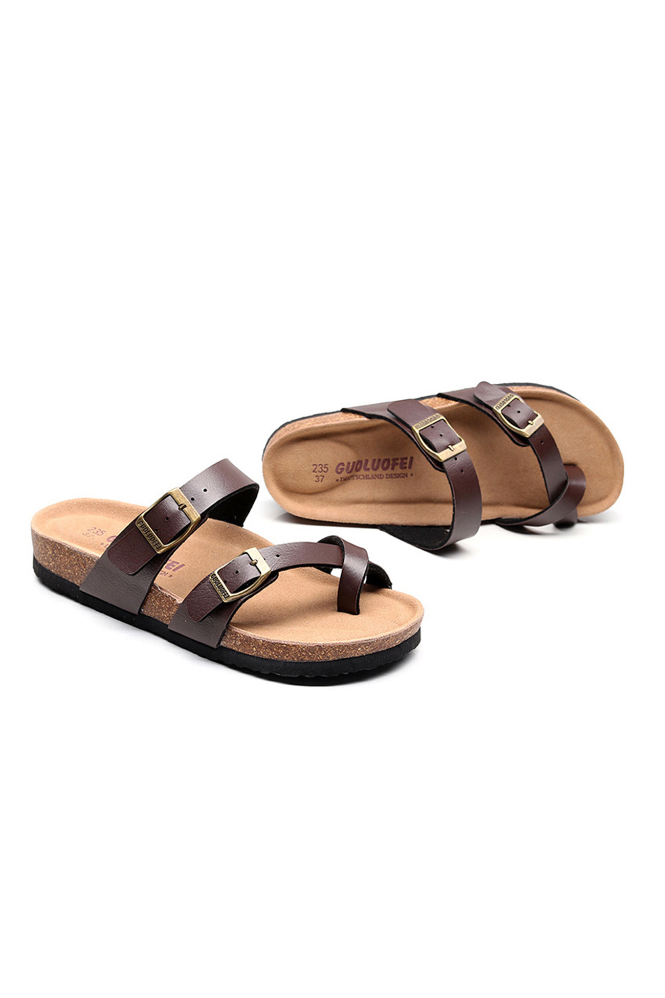 Toe Ring Criss Cross Buckles Thong Sandals