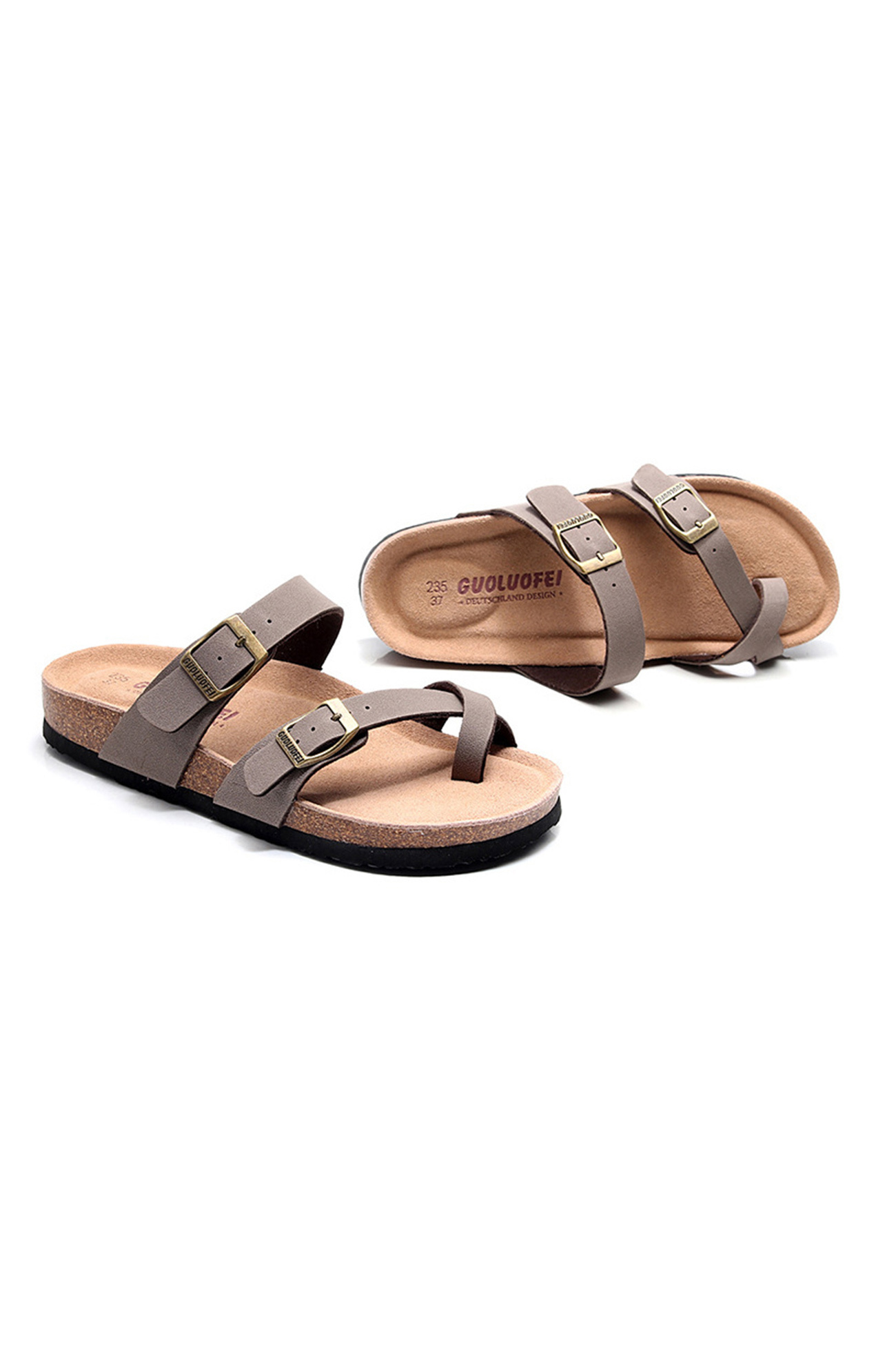 Toe Ring Criss Cross Buckles Thong Sandals