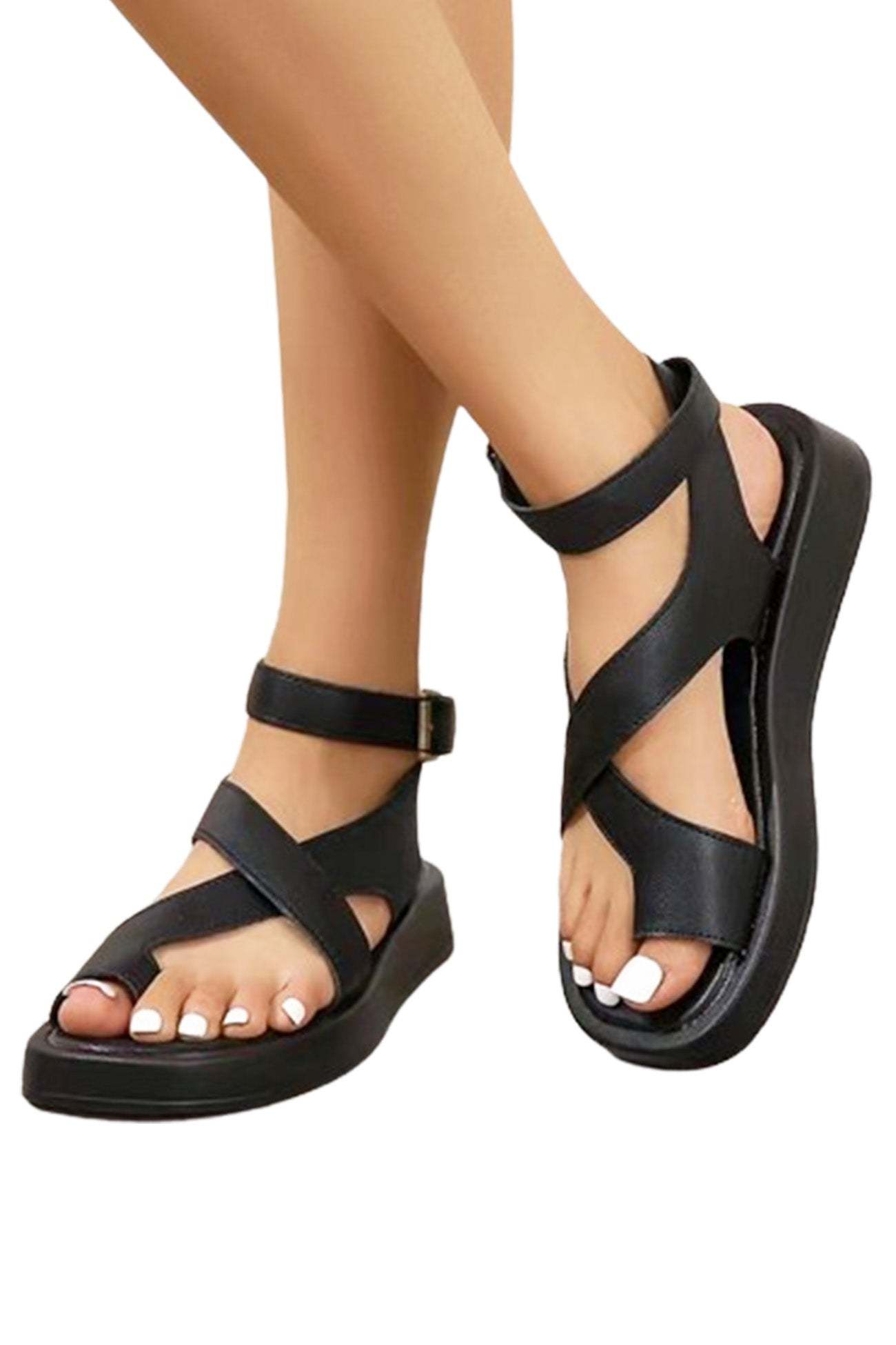 Toe Ring Ankle Strap Chunky Sandals