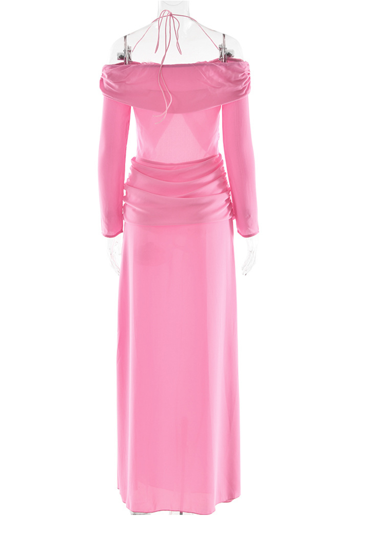 Twisted Off-shoulder Cutout Chiffon Maxi Dress