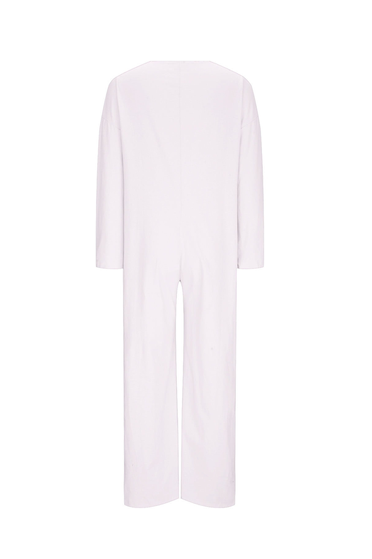 V Neck Button-up Cotton Linen Baggy Jumpsuits
