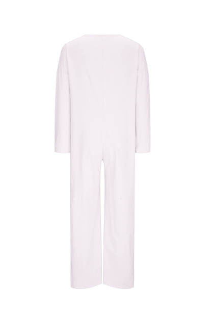V Neck Button-up Cotton Linen Baggy Jumpsuits