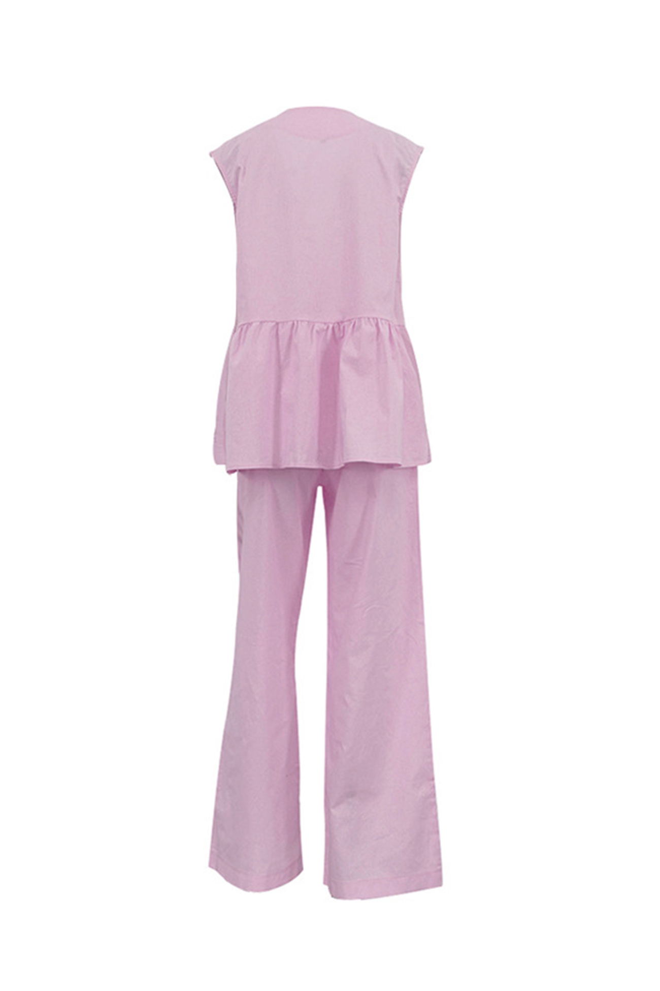 V Neck Cotton Loose Vest Pants Set