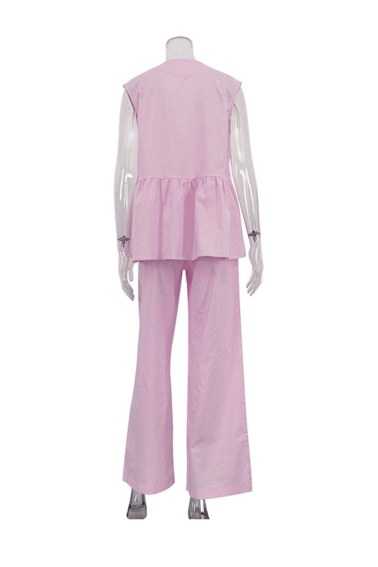 V Neck Cotton Loose Vest Pants Set