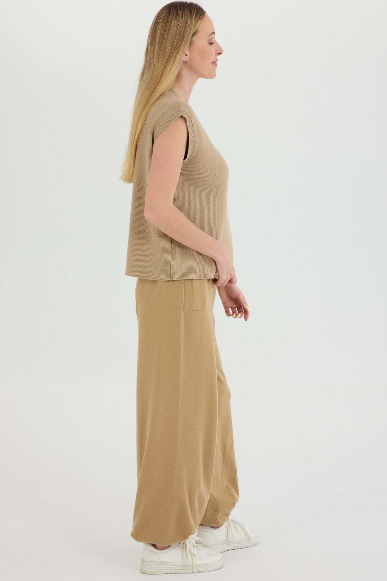 V Neck Knit Tank Top Sweatpants Suits