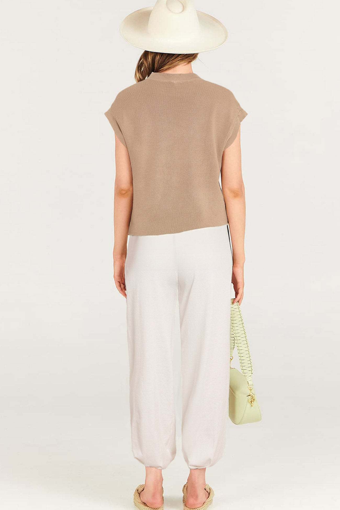 V Neck Knit Tank Top Sweatpants Suits