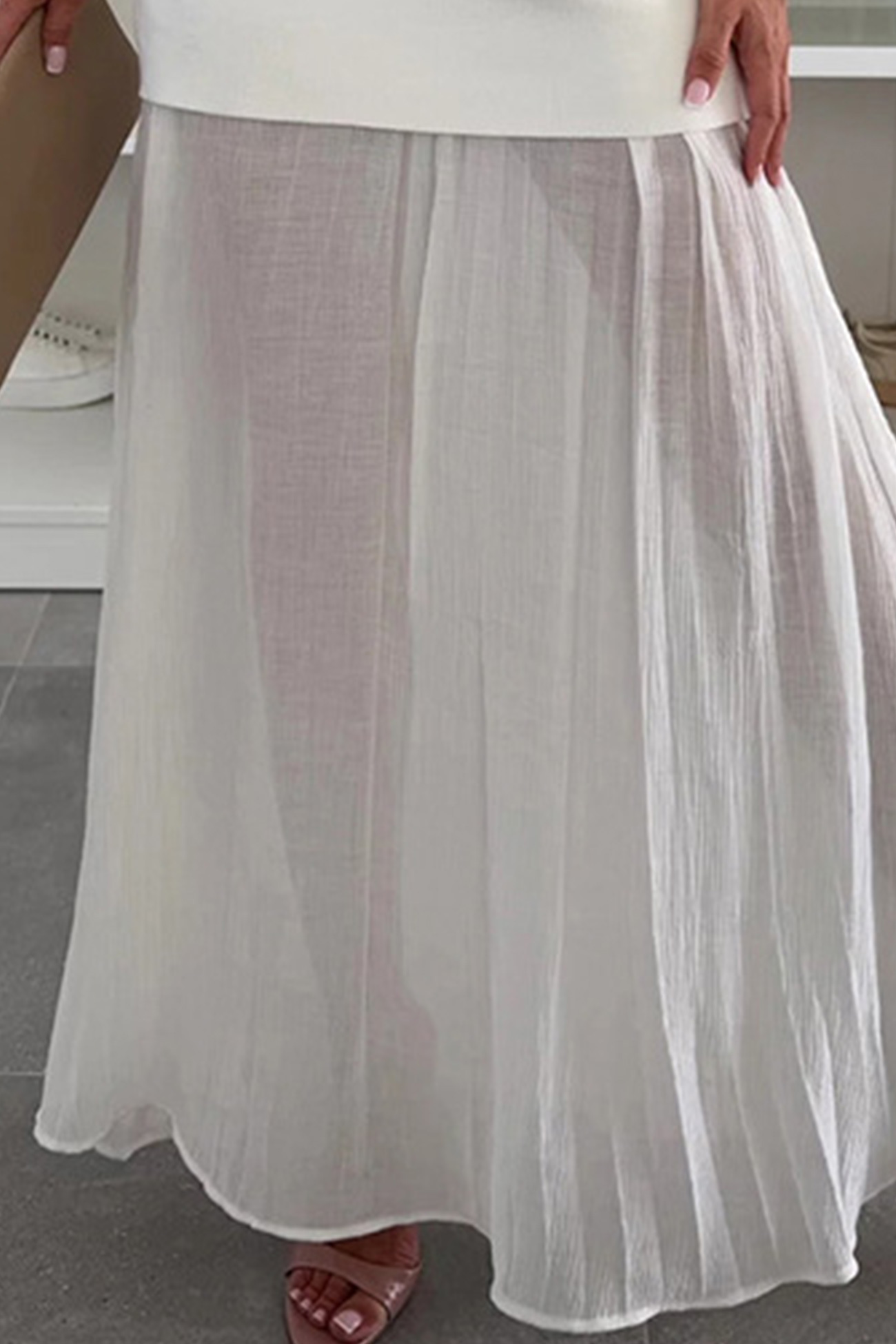 V Neck Knit Tank Top Patchwork Pleated Skirt Set