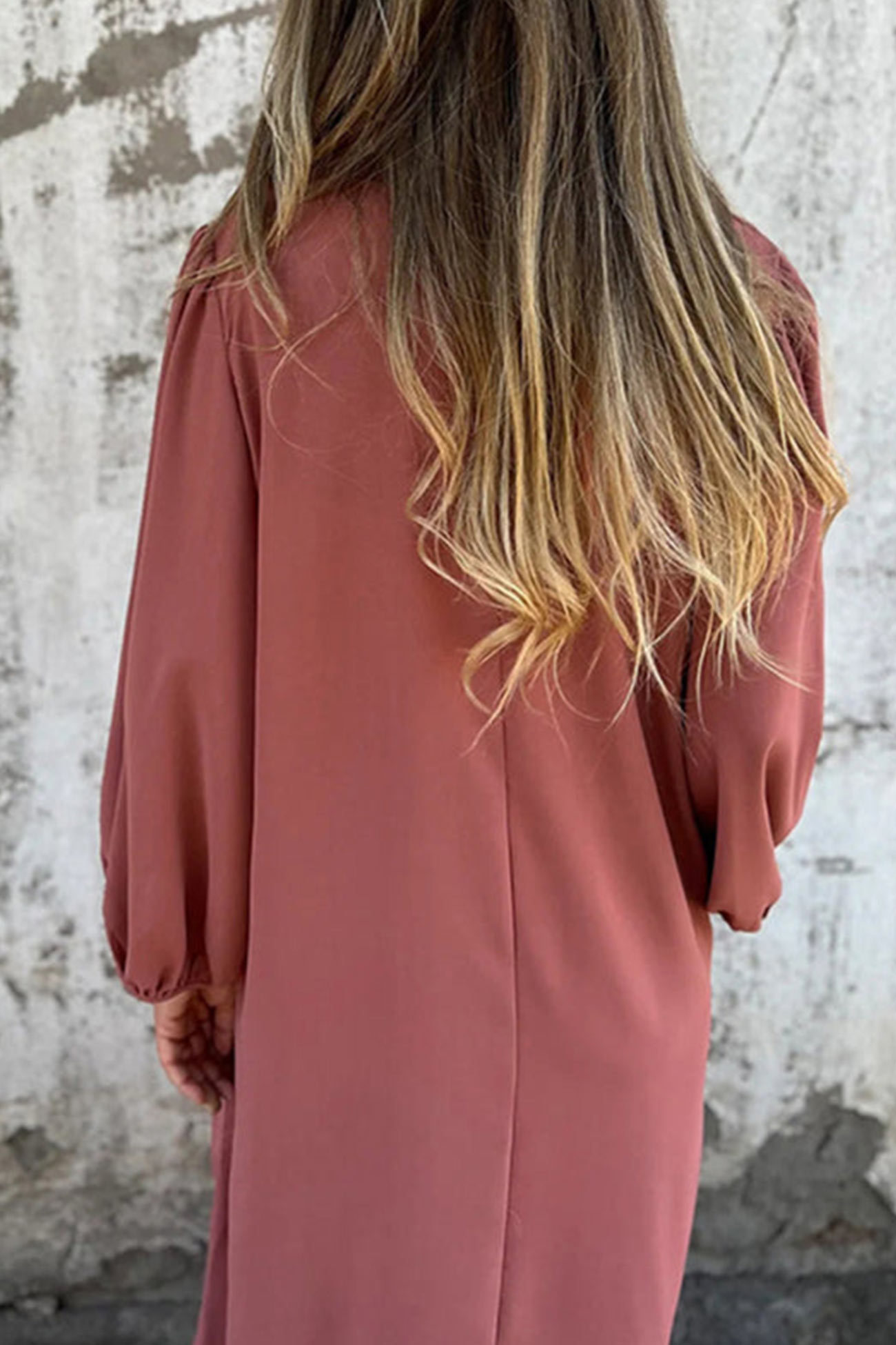 V Neck Lantern Sleeve Maxi Dress
