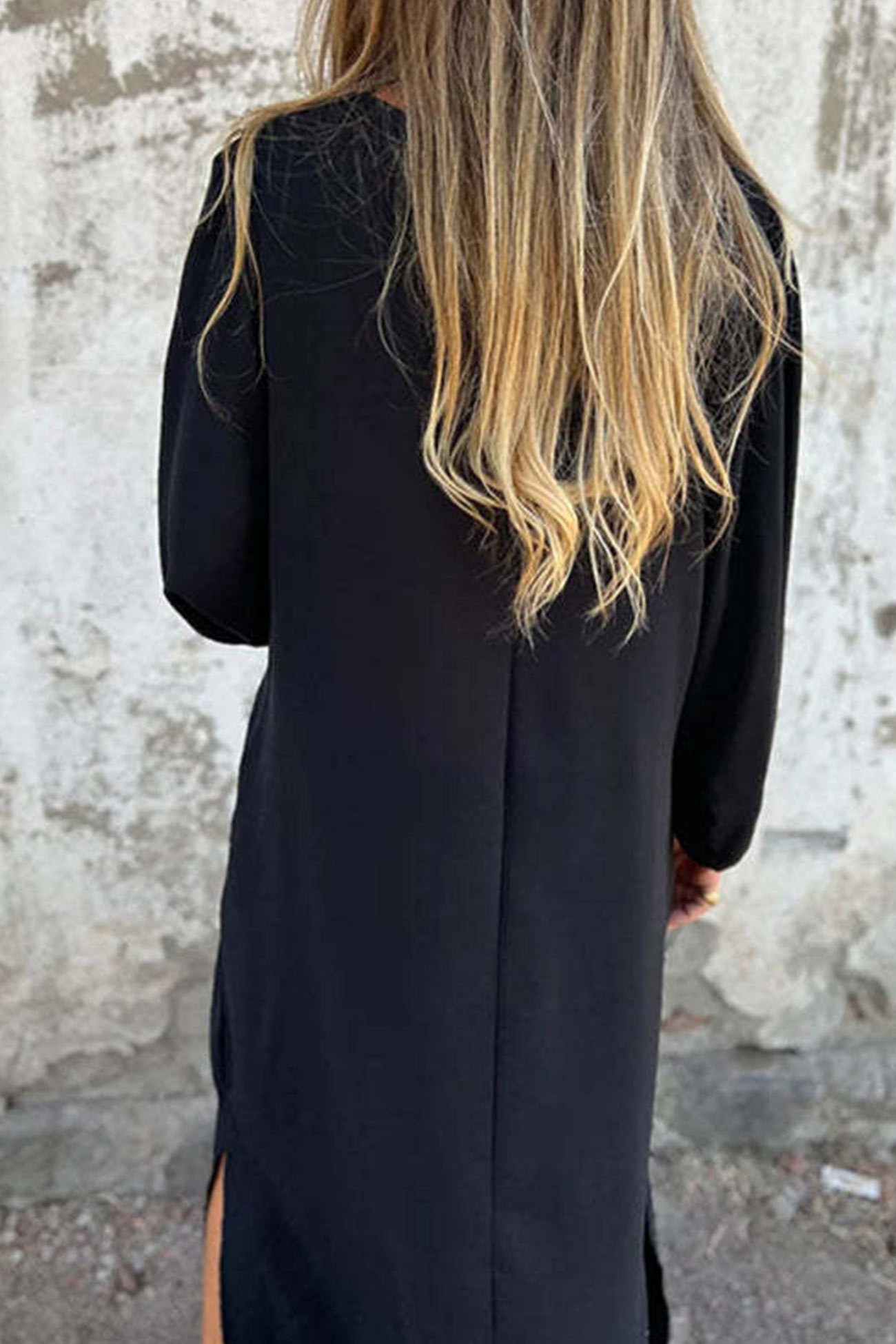 V Neck Lantern Sleeve Maxi Dress