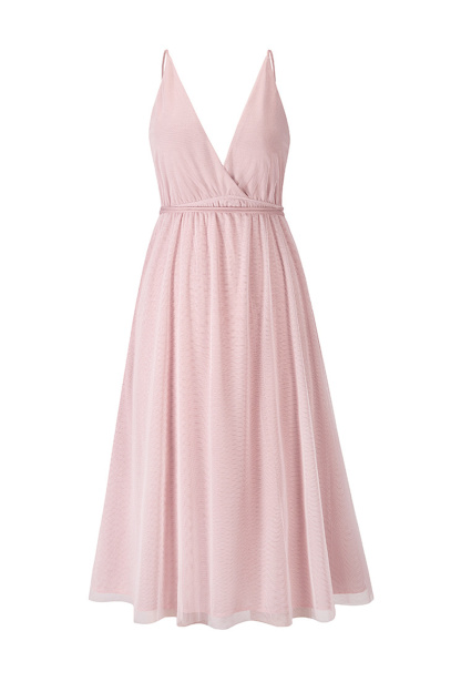V Neck Mesh Tie-up Cami Dress