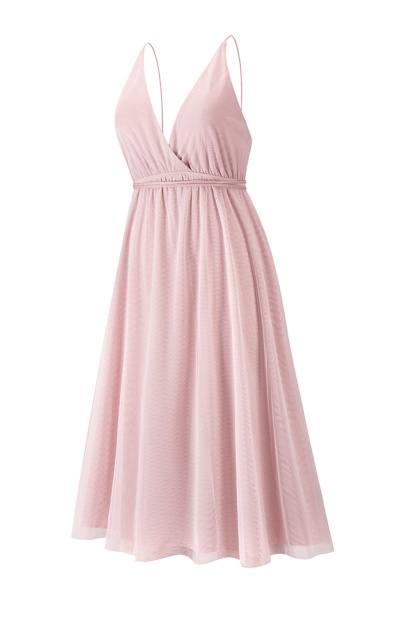 V Neck Mesh Tie-up Cami Dress