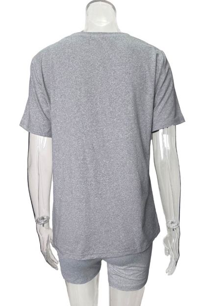 V Neck Short Sleeve T-shirt Shorts Set