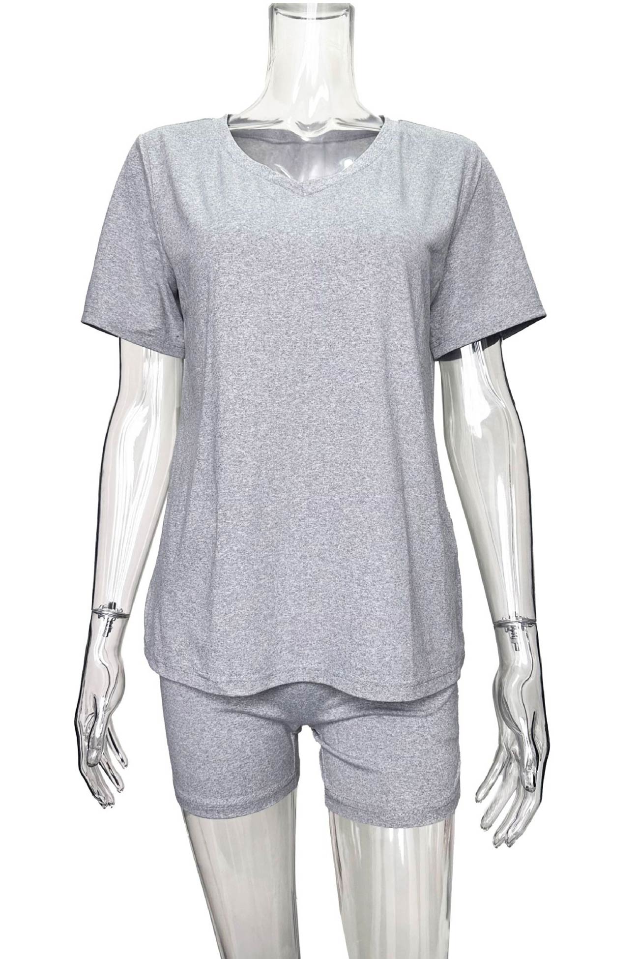 V Neck Short Sleeve T-shirt Shorts Set