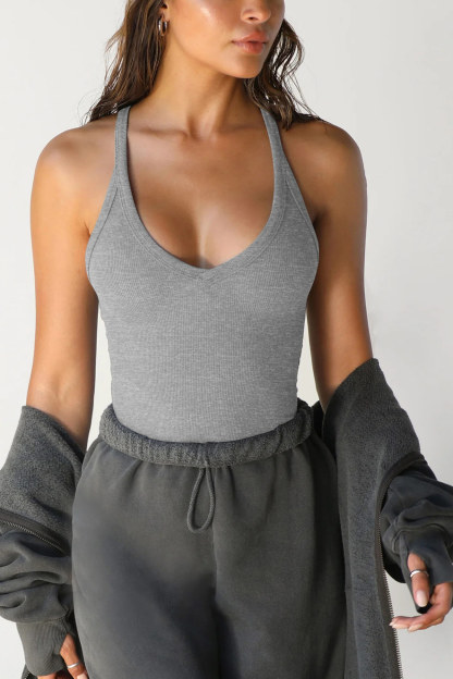 V Neck Slim Fit Ribbed Cami Vest