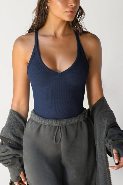 V Neck Slim Fit Ribbed Cami Vest