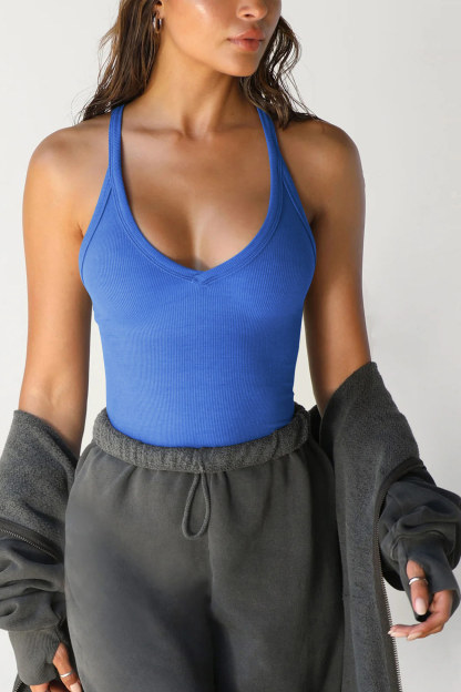V Neck Slim Fit Ribbed Cami Vest