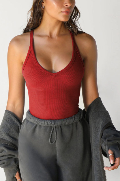 V Neck Slim Fit Ribbed Cami Vest
