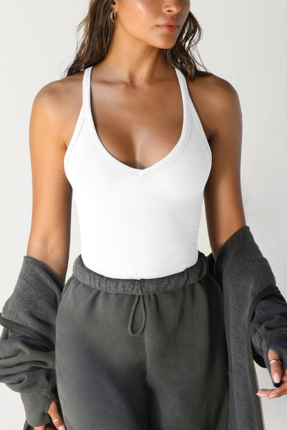 V Neck Slim Fit Ribbed Cami Vest