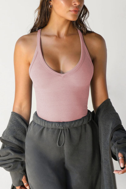 V Neck Slim Fit Ribbed Cami Vest