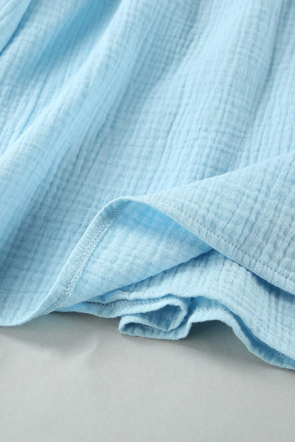 V Neck Tie-up Slit A-line Cotton Dress
