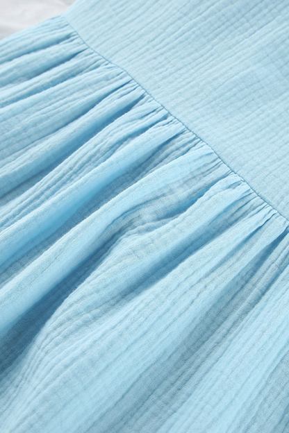 V Neck Tie-up Slit A-line Cotton Dress