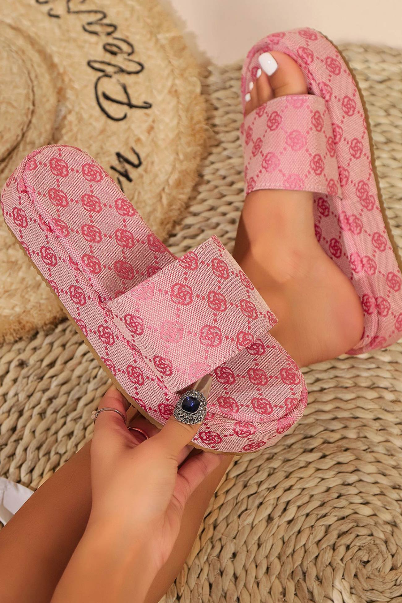 Vintage Printed Platform Sandals