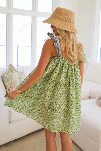 Vintage Strappy Floral Print Mini Dress