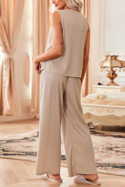 Waffle Tank Top Two-piece Pants Set