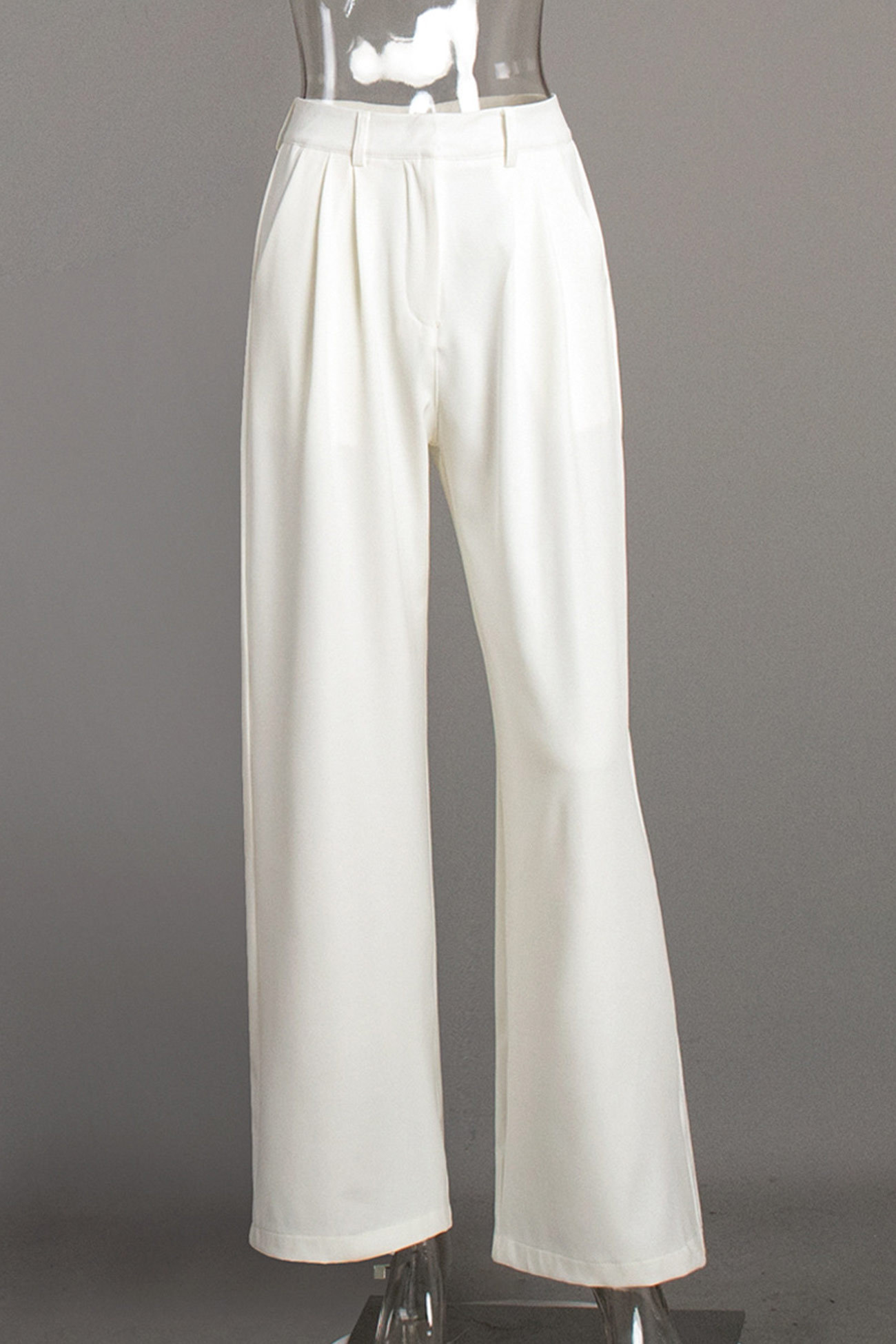 White High-rise Wide Leg Long Pants