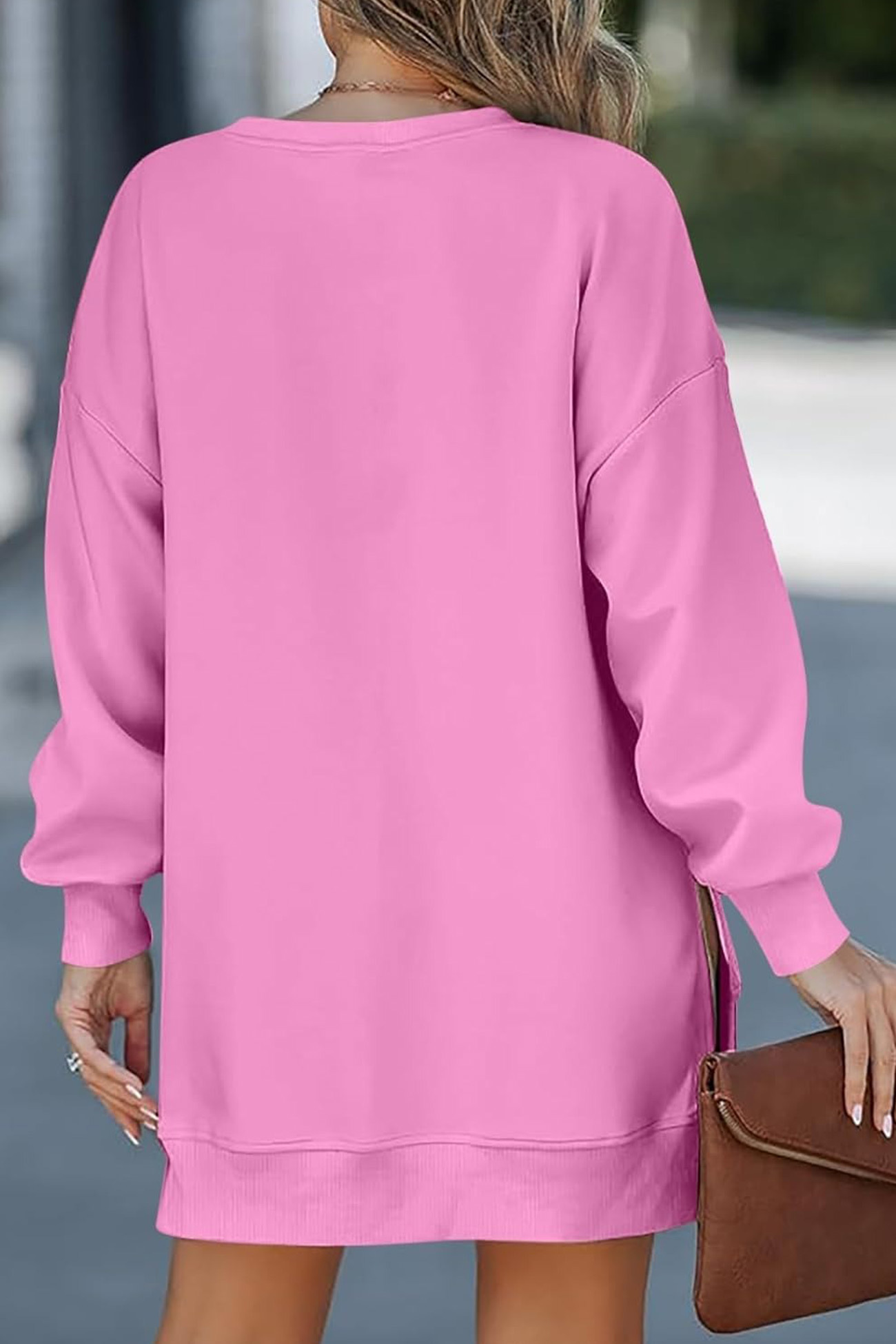 Zip-up Slit Hem Fake Two-piece Sweatshirt