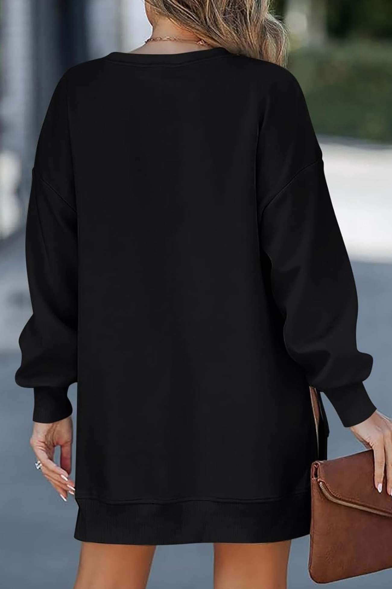 Zip-up Slit Hem Fake Two-piece Sweatshirt
