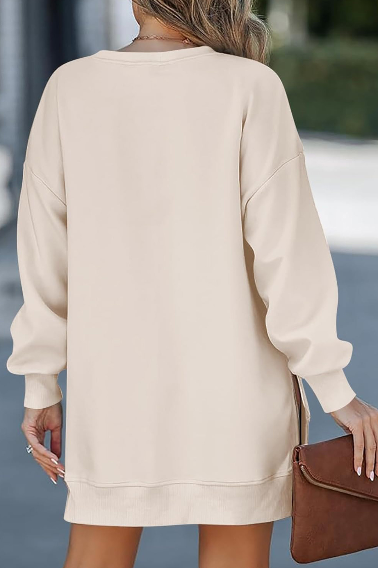 Zip-up Slit Hem Fake Two-piece Sweatshirt